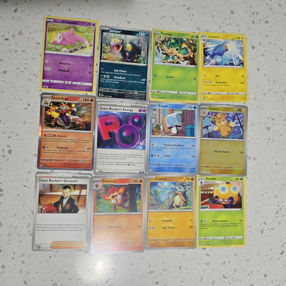Pokemon Colorful Trading Card Lot — Yellow, Green, Blue, Purple, Orange, Brown..
